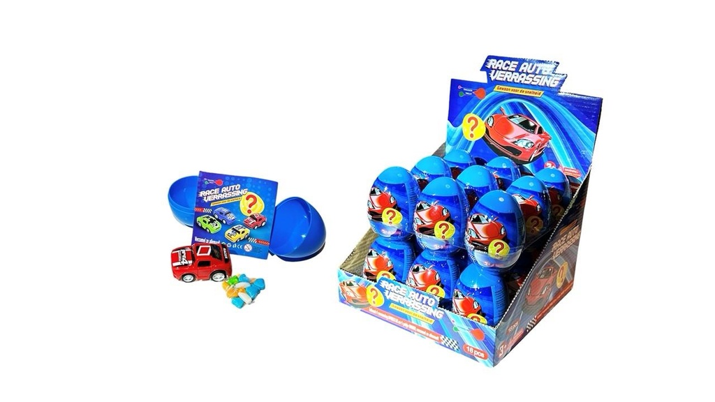 Race car surprise eggs candy+toy x18